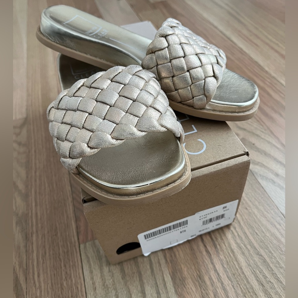 Dolce Vita Metallic Woven Slide Sandals
